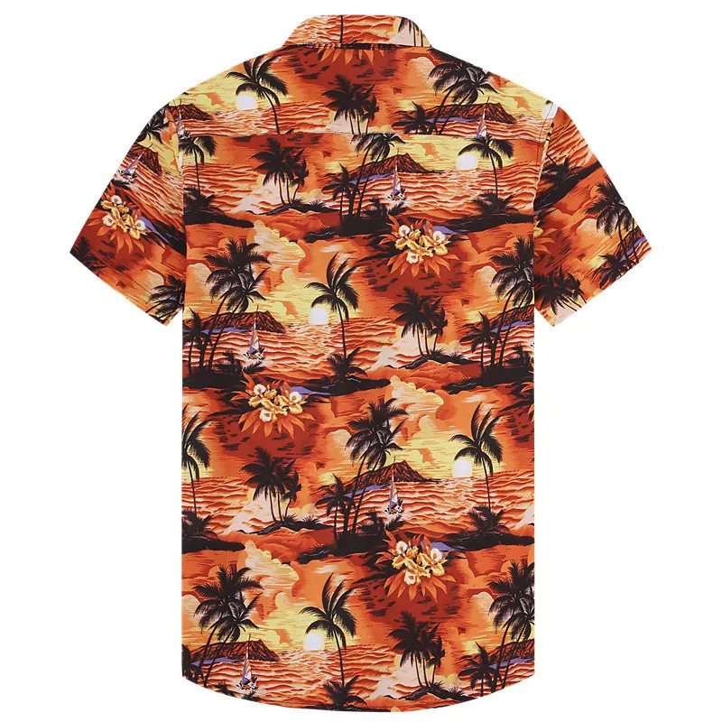 Men Fashion Casual Hawaiiaans bedrukt slank fit shirt en mannelijk sociaal korte mouw strand aloha shirt voor heren 220712