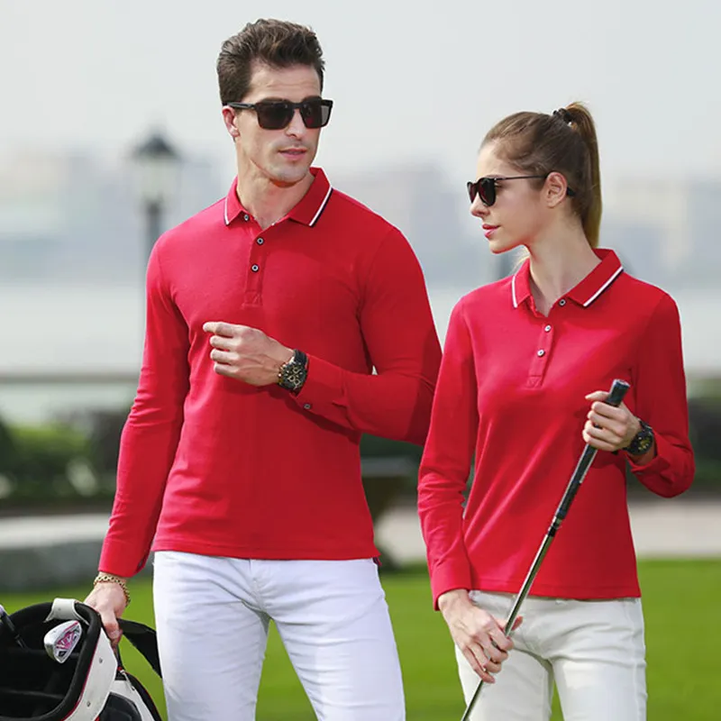 Impression personnalisée Image Design Polo T-shirt pour hommes femmes à manches longues coton Tops automne unisexe affaires loisirs Poloshirt 220608