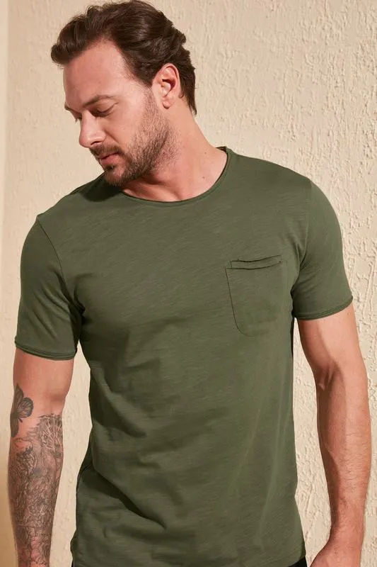 Trendyol Männlich Kurzarm Tasche T-Shirt TMNSS20TS0305 camisetas hombre roupas masculinas 220505