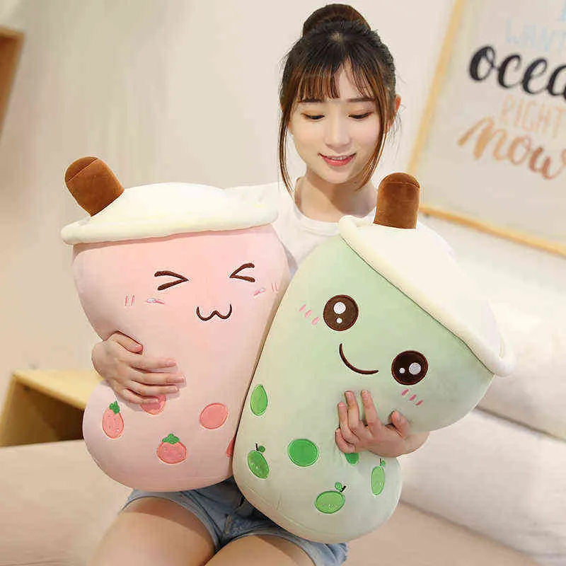 CM Cartoon Bubble Tea Cup Shaped Pillow Plush Toys Real Life Fyllt mjuka rygg roliga dödsgåvor för barn födelsedag J220704