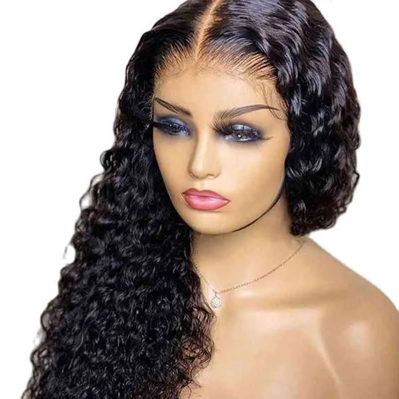 Water Wave Closure Wig Human Hair s 4x4 180 Density Lace 150 180 28 Inch Front 220608