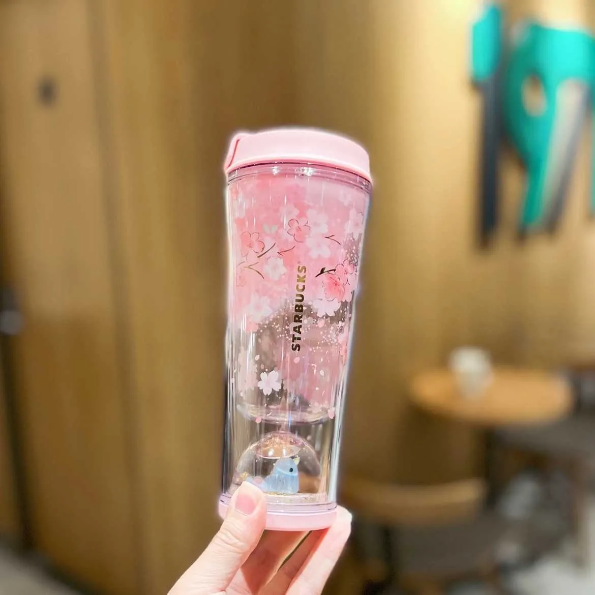 Starbucks 2022 Cherry Blossom cup 355ml tazza di pallanuoto con canto degli uccelli e profumo di fiori tazza di accompagnamento in plastica a doppio strato femminile