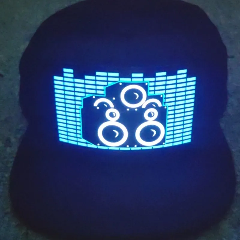 Unisex verlicht geluid geactiveerde honkbal cap DJ LED knipperende hoed met afneembare SN voor feestcosplay maskerade 22052799926536