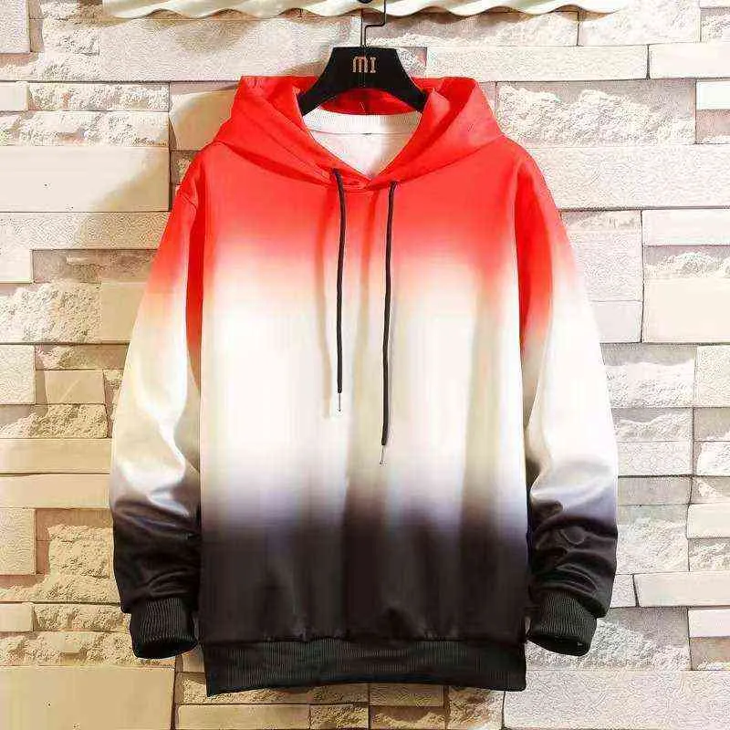 Gradient Hoodies Men Casual Long Sleeve Sweatshirt Male New Spring Autumn Jogger Hoodie Fitness Sportwear Clothing 6xl L220730