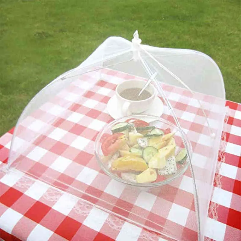 1 st Picnic Protect Dish Cover Food Covers Mesh Foldable Kitchen Anti Fly Mosquito Tent Dome Net Umbrella keuken accessoires Y220526