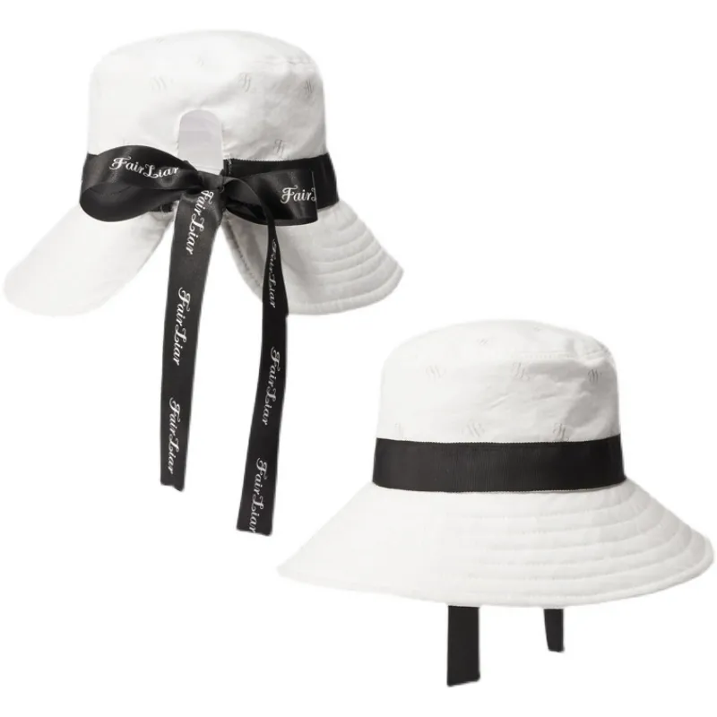 Golfhut für Damen, bedruckter Fedora mit Band, Golfzubehör, breite Krempe, eleganter Damen-Golfhut, Floppy-Sonnenhut im koreanischen Stil, 220721