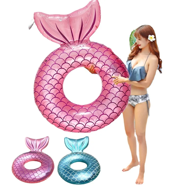Sirena con respaldo boya piscina inflable natación anillo adultos natación vueltas flotantes Rings6451097