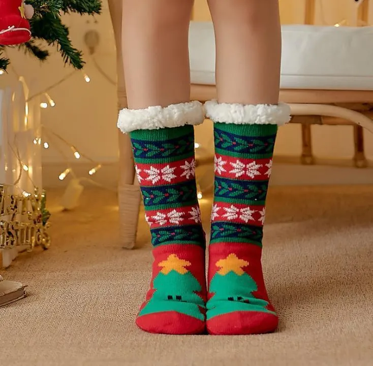 Christmas Knit Socks Cartoon Xmas Treehouse Womens Thick Sherpa Fleece Lined Thermal Socks-Christmas Decorations 16styles C0720G02295E