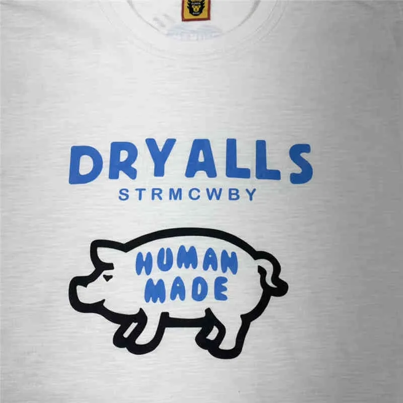 Blanc Cochon Graphique Human Made T-shirt 2022 Hommes Femmes Haute Qualité Bleu Tee D'été Tops Coton À Manches CourtesT220728
