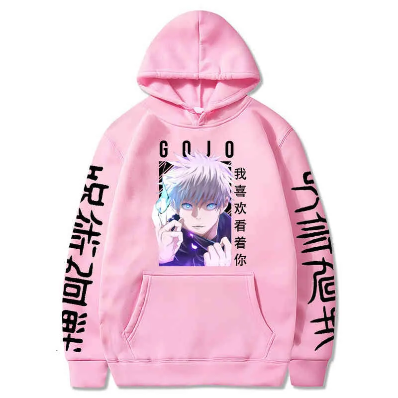 Jujutsu Kaisen Hooded Sweatshirts Gojo Satoru Anime Hoodie Streetwear Oversized Sweatshirt Vrouw / Man Cosplay Kleding Pullovers