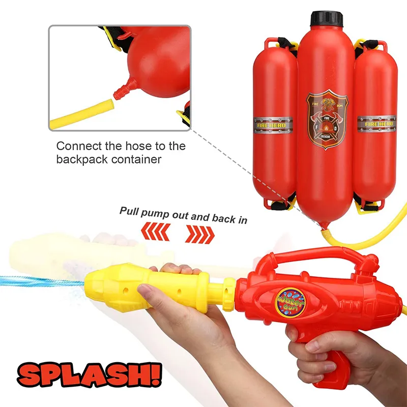 Пожарный рюкзак для водяного пистолета для детского пистолета для детей для детского пляжа.