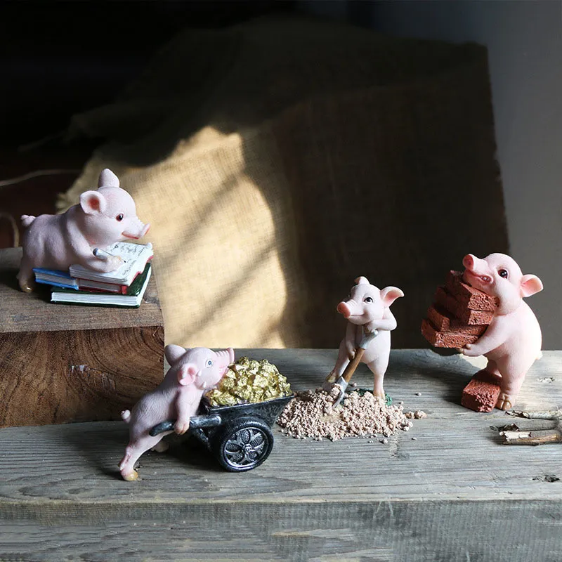 Simulação criativa engraçada Miniaturas Fatuetas Piggy Ornamentos de mesa Dono de carro Dono de carro Presente de aniversário para decoração de professores Modelo 220426