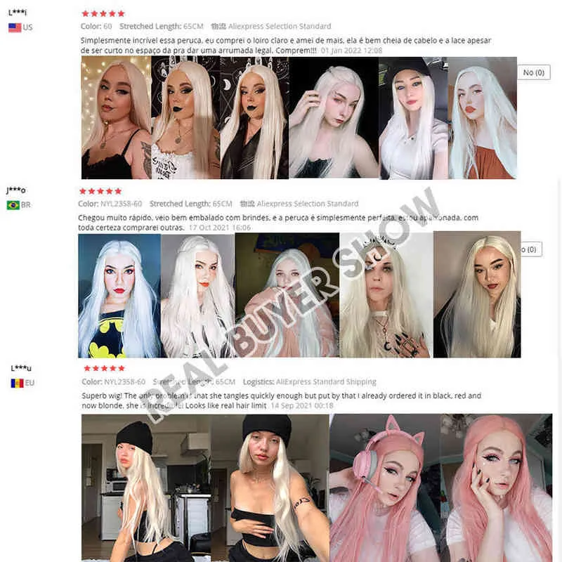 SUe EXQUISITE Synthetic Wigs For Women Long Straight Platinum Blonde Wig Cosplay for Party Daily Heat Resistant Fiber220505