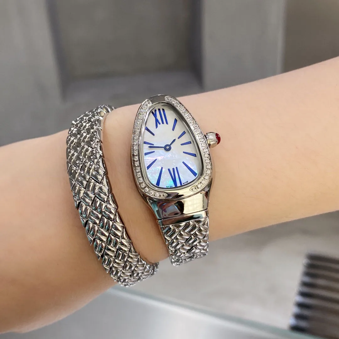 Relógios de designer de luxo relógio para mulher serpentina diamantes memória interna primavera material249k