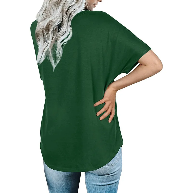 Kvinnor Casual V-ringning Kort ärm Pullover Solid Color T-shirt damer Lossa Summer Tee Tops Women's Clothing Street Shirts