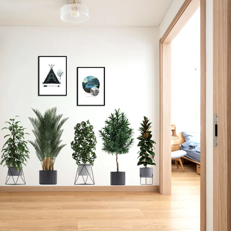 Grüne Pflanzen Topfpflanzen dreidimensionale Wohnzimmer Hintergrund Dekoration Wandaufkleber Wanddekoration Vinyl 220727