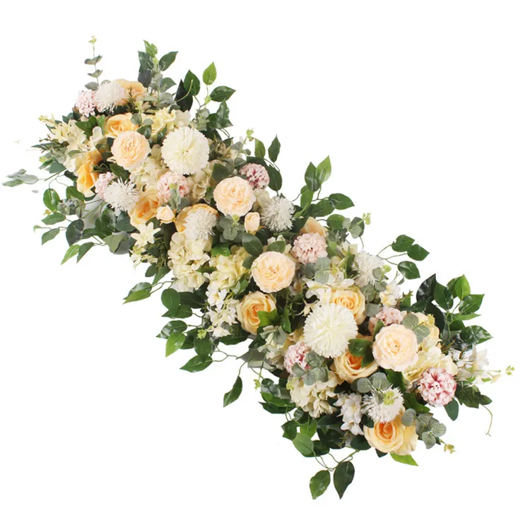 50 cm DIY künstliche Blumenreihe Acanthosphere Eukalyptus Hochzeit Home Hintergrund dekorative Blumen Rose Pfingstrose Hortensie Pflanzenmischung Bogen Tischdekoration ZC1013