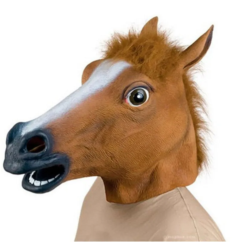 Halloween Masks Latex Horse Head Cosplay Animal Costume Set Theater Prank Crazy Party Props Head Set Horse Mask Dog Horse Masks 22175M