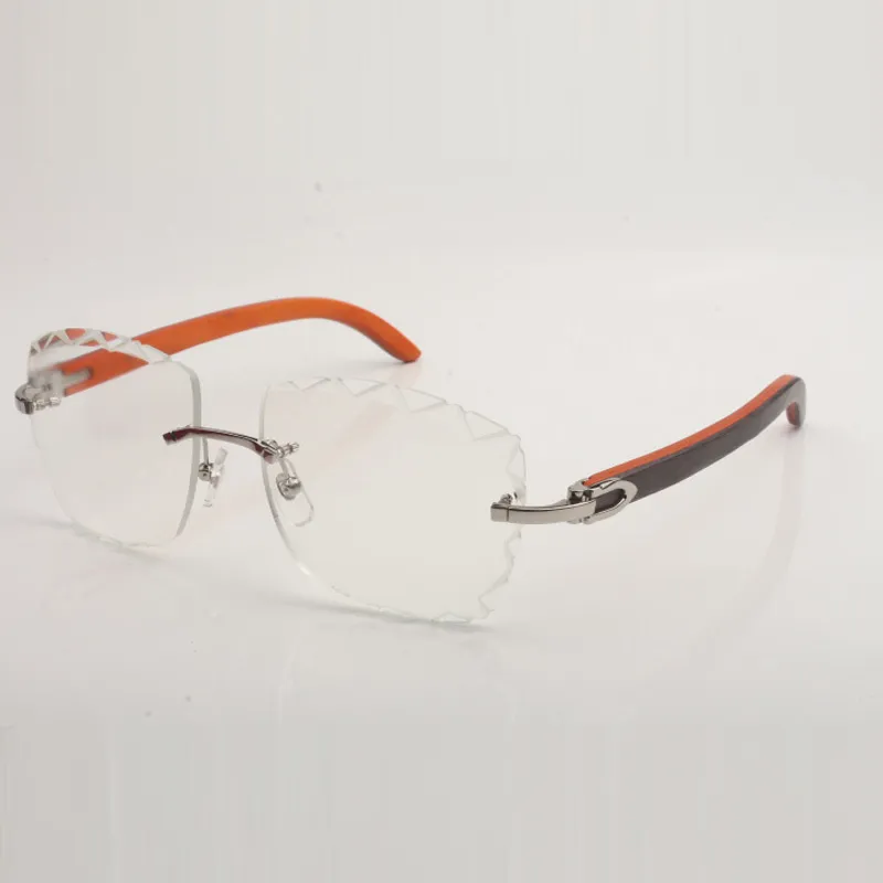 Novo design cortado lentes transparentes armações de óculos 3524028 templos de madeira laranja tamanho unissex 56-18-140mm Express330I