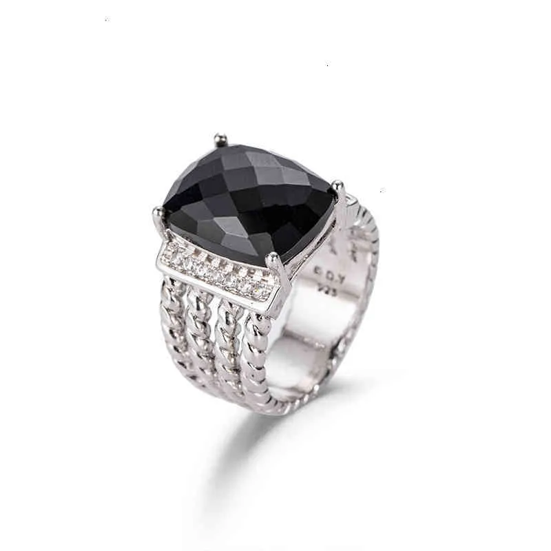 Smycken ring diamant dy halsband sliver sätter kvinnor mens ed wire prismatiska svarta ringar kvinnor mode platina pläterad mikro tr256o