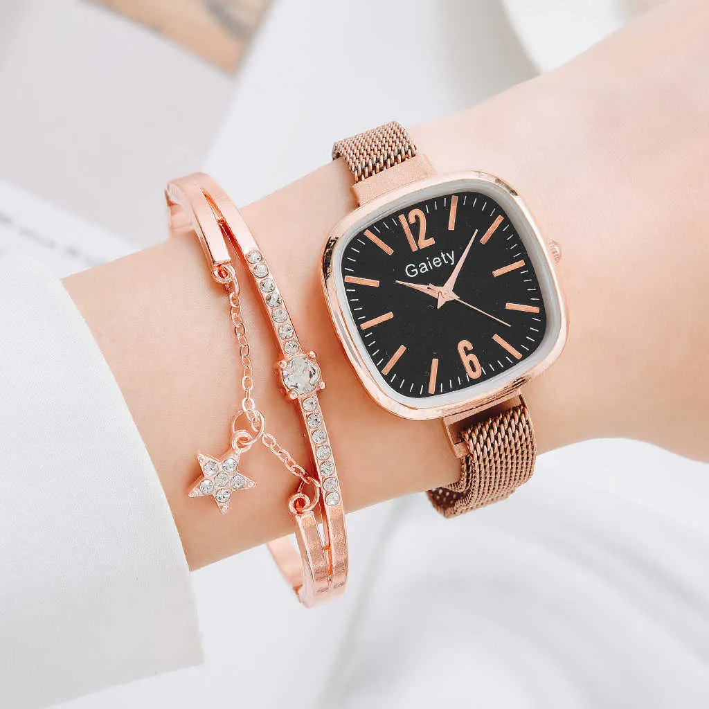 2022, reloj para mujer, conjunto de pulsera de lujo a la moda, relojes para mujer, correa de aleación informal, reloj de pulsera de cuarzo, reloj femenino, esfera grande