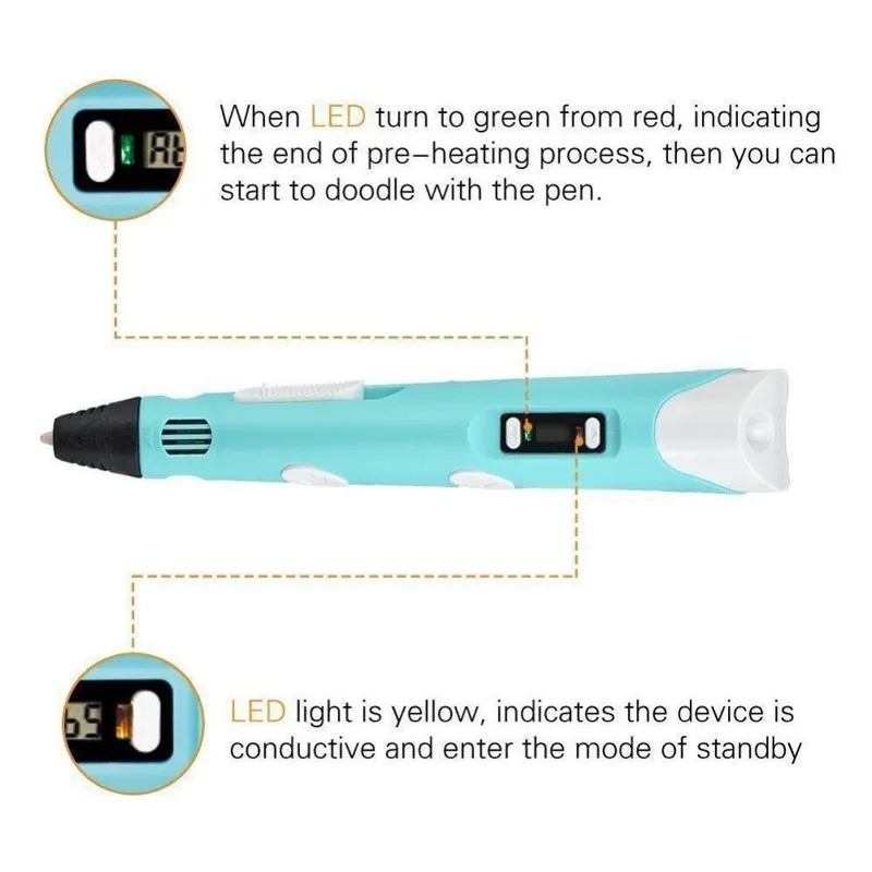 Dikale 3D stylo écran LED bricolage impression PLA Filament créatif jouet cadeau pour enfants conception dessin imprimante Stift 220704