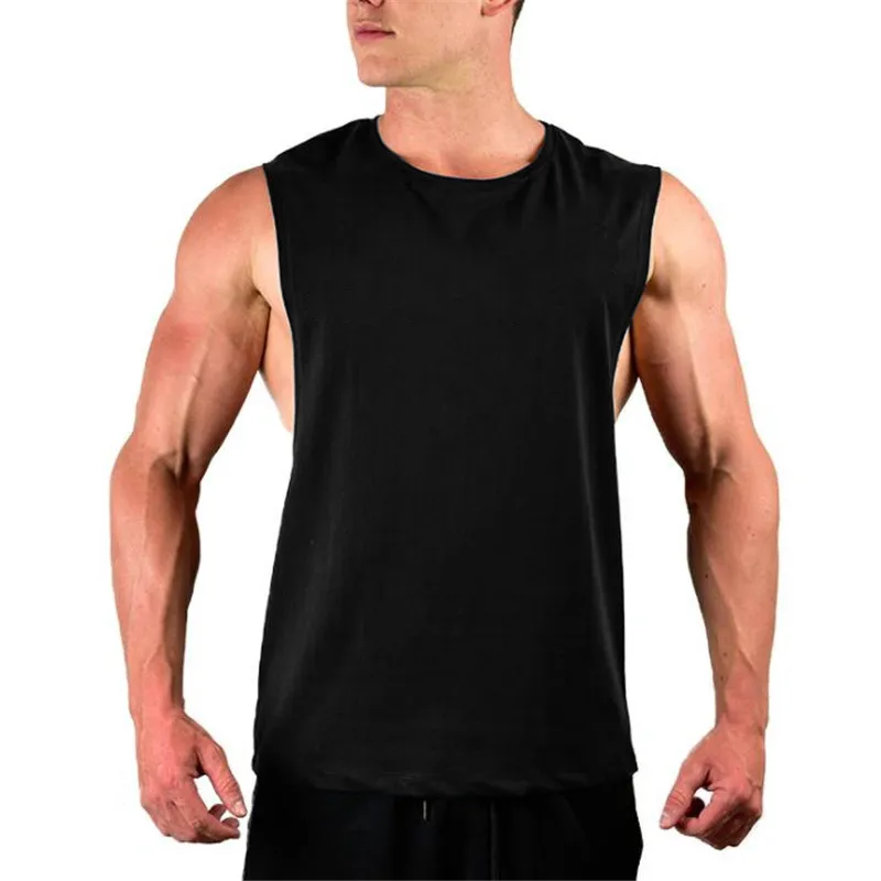Hommes découpés chemise sans manches gymnases Stringer gilet entraînement blanc T-shirt Muscle Tee Bodybuilding débardeur Fitness vêtements 220621