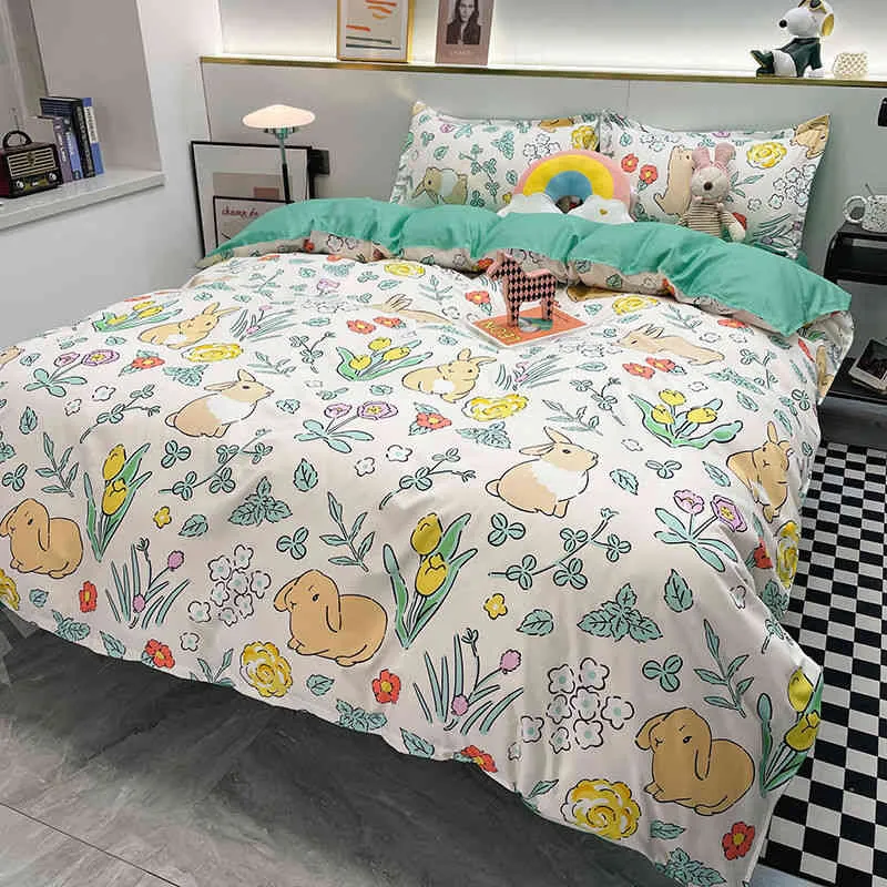 مجموعة أسرة نمر لطيف مع لوحة المشية الفتيات الفتيان Single Queen Flat Sheet Cover Cover Cover Pillowcase Bed Bleens Kids Home Textile