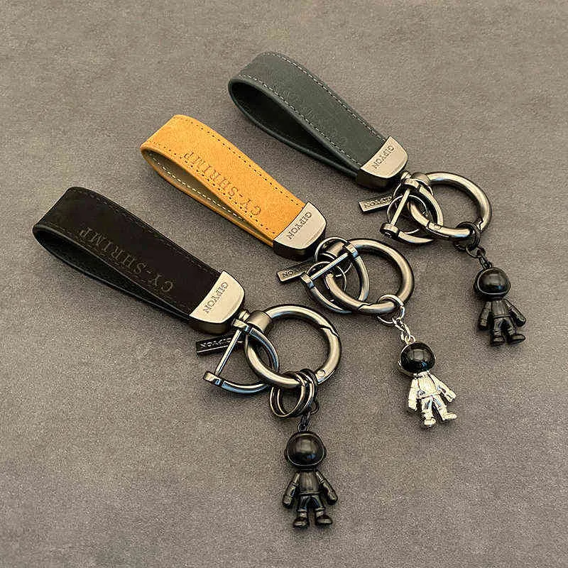 Sleutelhanger astronaut hanger lederen sleutelhanger ring ornamenten geschenken voor mannen en vrouwen auto sleutelhanger accessoires AA220318