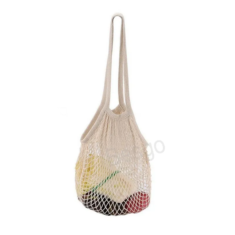 Bomull Mesh Net Handväskor Vegetabiliska Frukt Väskor Återanvändbar Hollow Out Storage Pouch Hushållsmateriel Baggar 39 Färger BH6466 TYJ