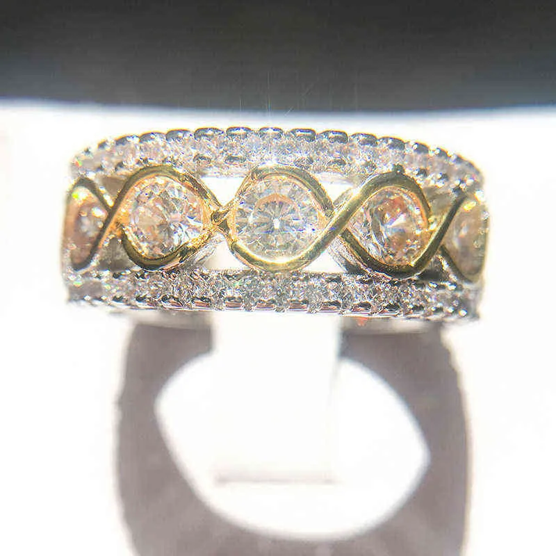 Séparation de couleur plaquée en or Anneau de zircon micro-instruit pour fiançailles Rancs romantiques Ring Jielry Fashion262W