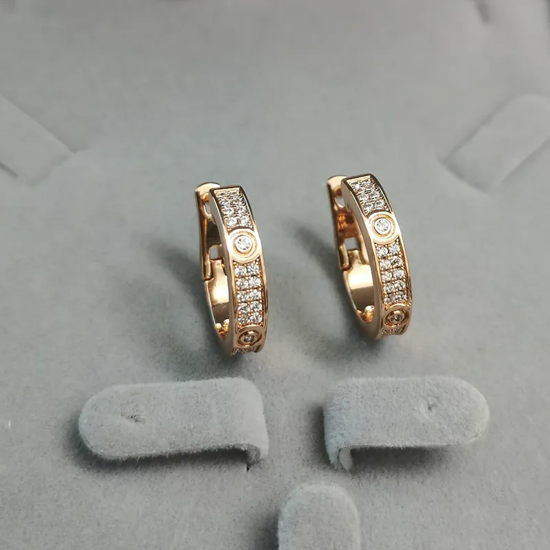 Love Earrings Women's Ear-Cuff Earrings Crystal Gold Stud Stainless Steel Fashion Jewelry Without Box261w