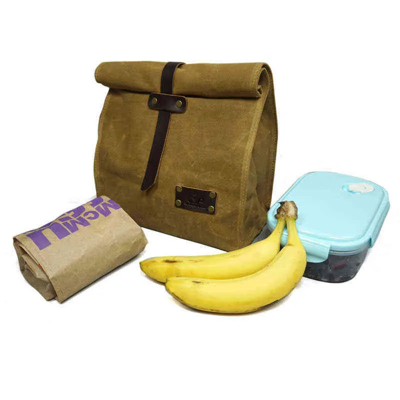 Waxed canvas lederen lunchzak buiten wandelen camping jagen