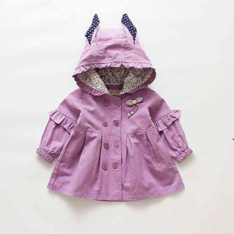 Spring Autumn Windbreaker Jacket For Girls 1-5 Year Beautiful Cute With Ears Kids Hoodie Toddler Children Clothes J220718