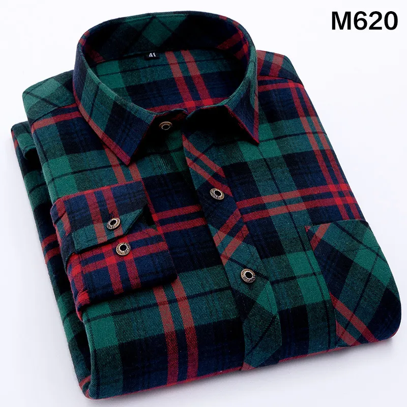 Eym merk flanel plaid shirt mannen katoen herfst mannelijke casual lange mouwen plus size hoge kwaliteit warme man kleding 220322