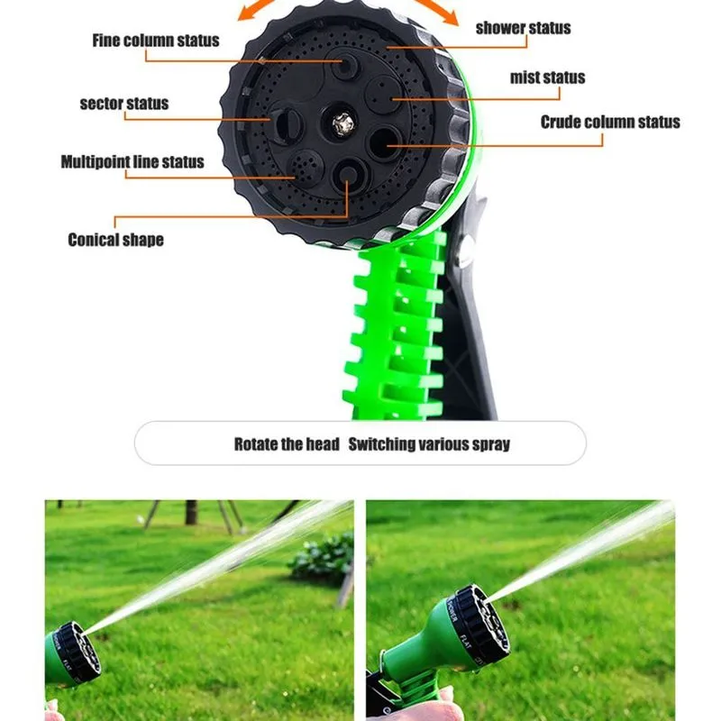 25FT200FT tuyau d'arrosage extensible Flexible eau en plastique s pistolet de lavage de voiture pulvérisateur outils d'irrigation 220813