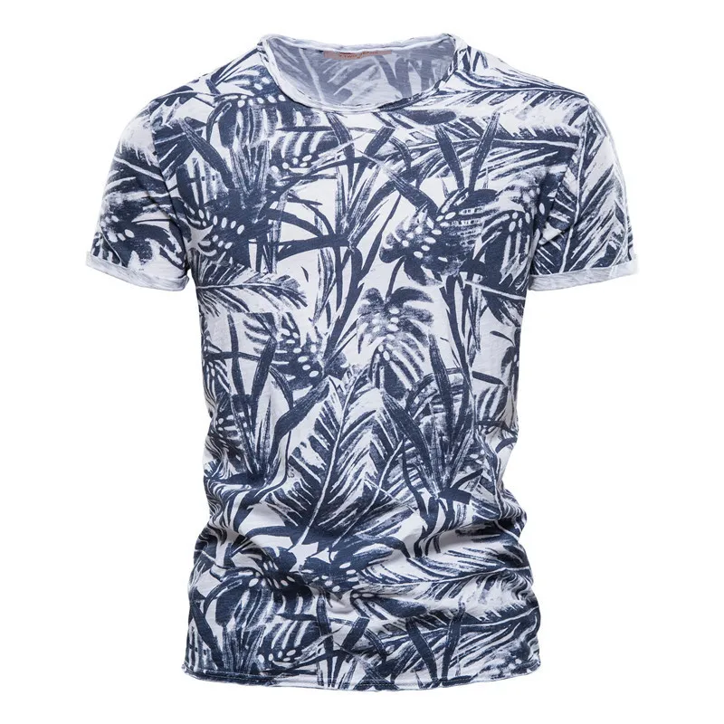 AIOPESON Hawaii Style 100% coton T-Shirt hommes col rond imprimé chemise vêtements décontractés été haute qualité 's t-shirts 220325