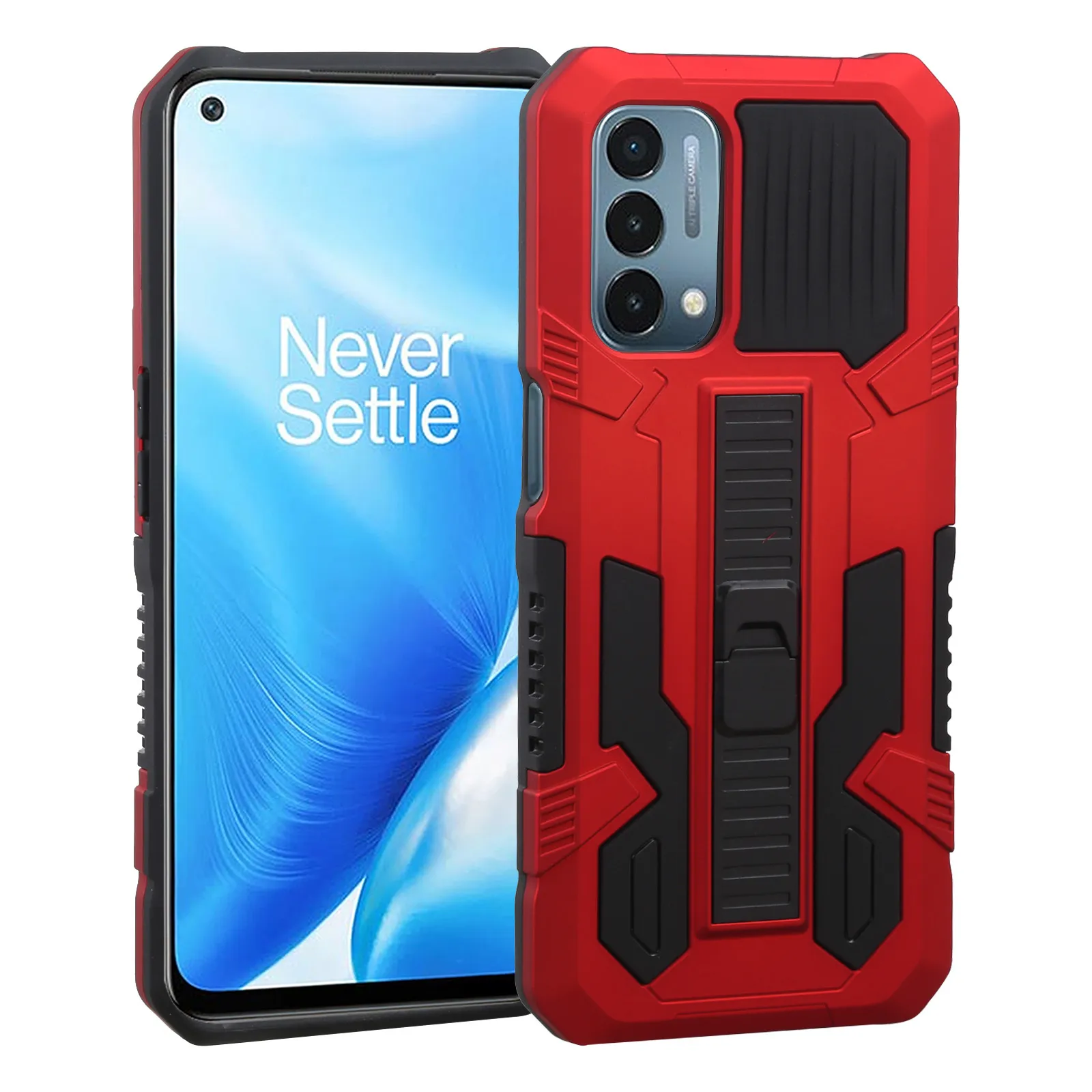 Capas telefônicas de armadura à prova de choque para OnePlus Nord N200 5G Kickstand Tither Soft TPU Bumper PC Rígido Protetor de Protetor Coberto Coque Bundas