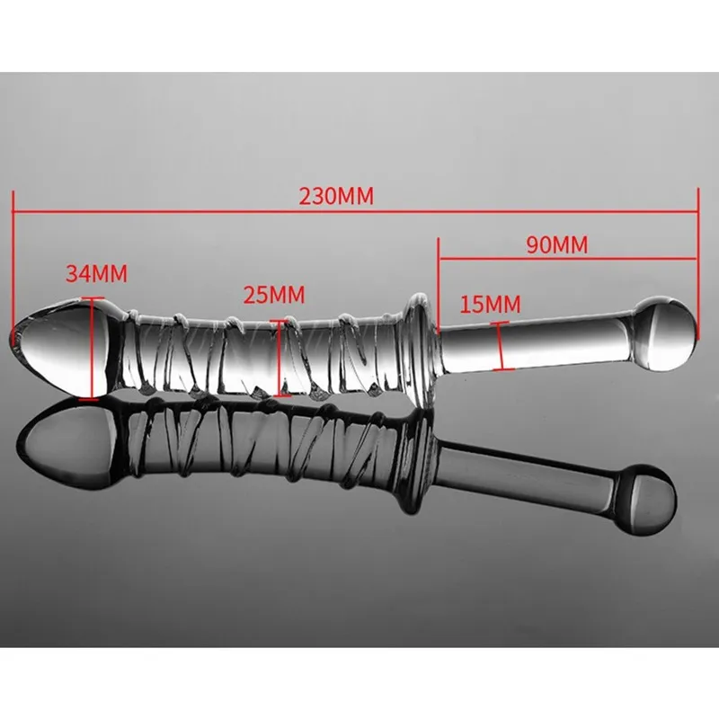 CRYSTLAL GLASS ANAL PLUG DILDO MASSAGER G-SPOT Stimulator Clitoris Kvinnlig onani handhållna sexiga leksaker för kvinnor
