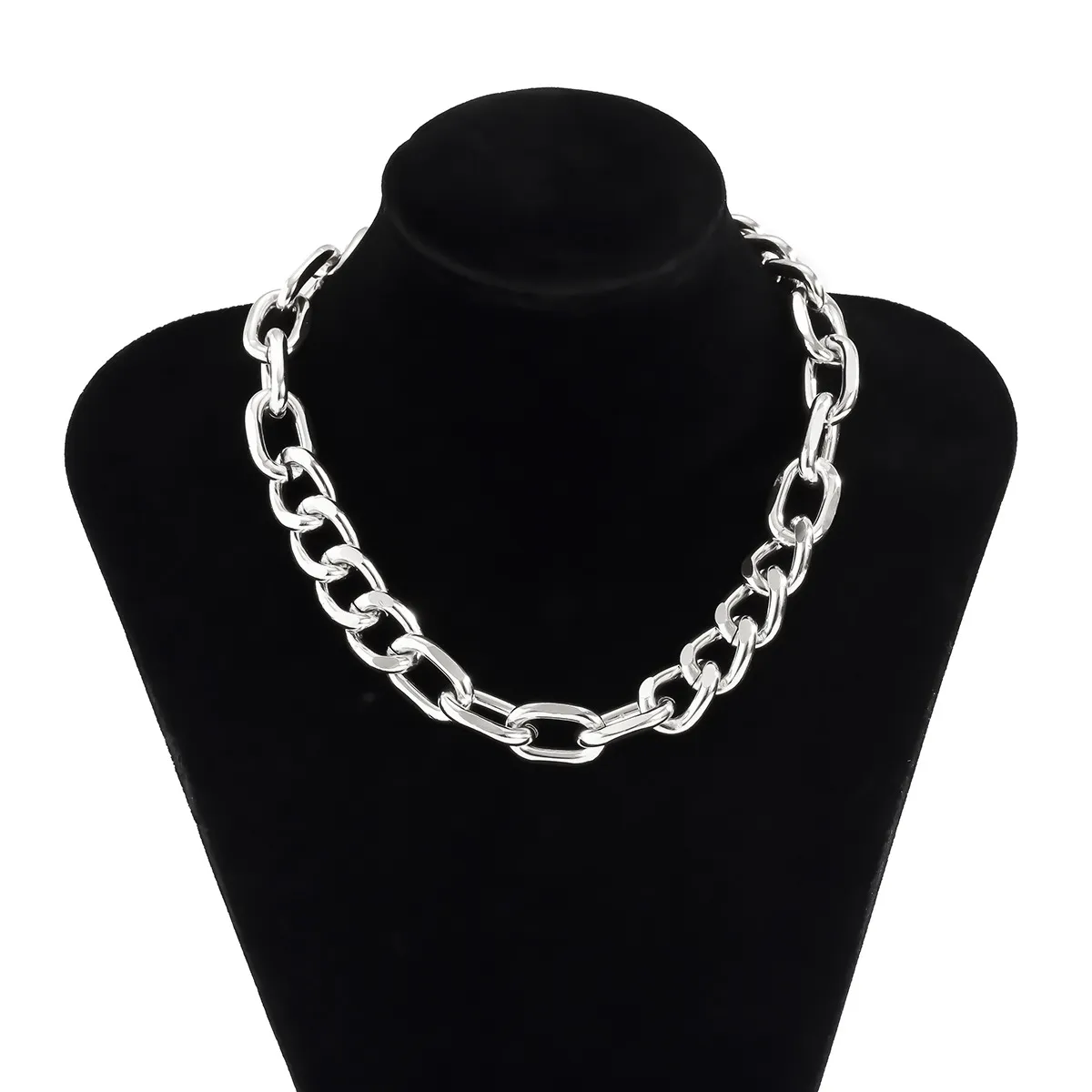 Gros épais cubain lien chaîne collier tour de cou pour femmes esthétique or argent Hip Hop Punk Rock Grunge chaînes Bijoux accessoires Bijoux fête d'anniversaire cadeaux dames