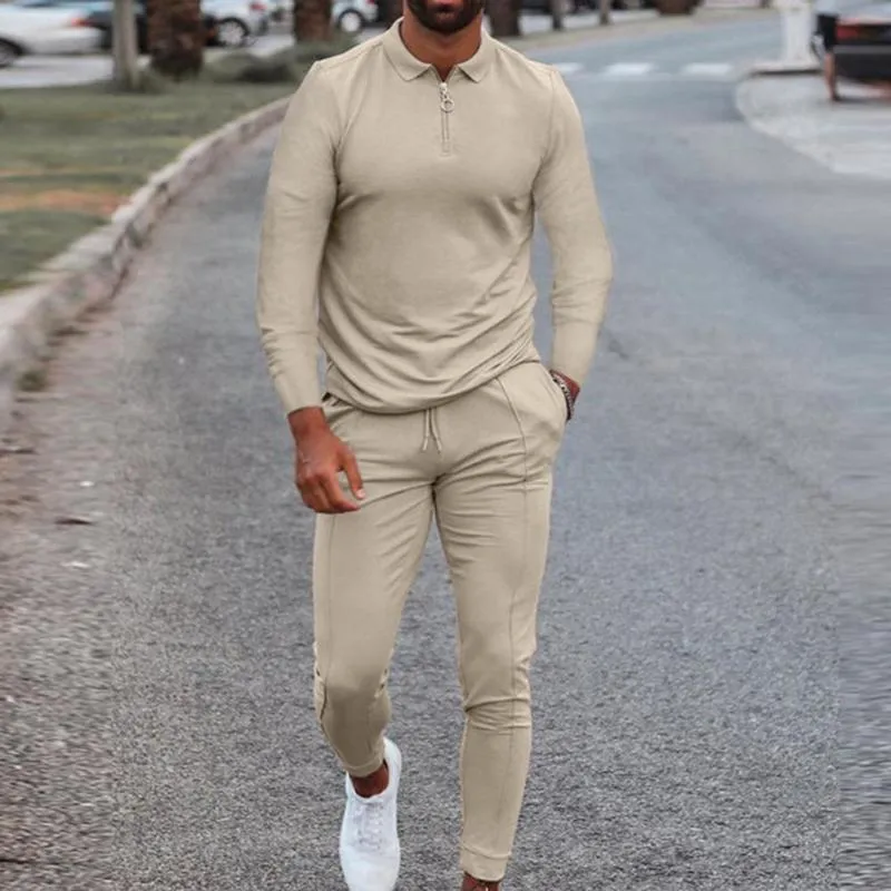 Mens Tracksuit Spring Autumn Clothes Sportwear Set Long Sleeve Polo Shirtpants Solid Sweatsuit Sports Suits For Male 220722