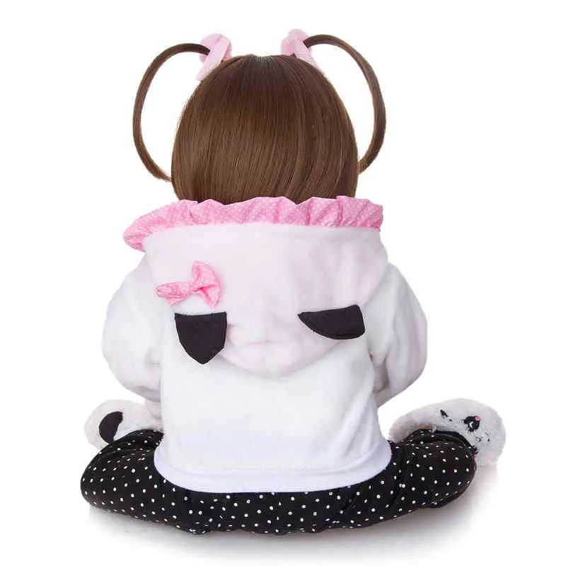 Poupée bébé Reborn en Silicone, 48cm, Panda, yeux bruns, peut prendre un bain, envoyé du brésil, R230925