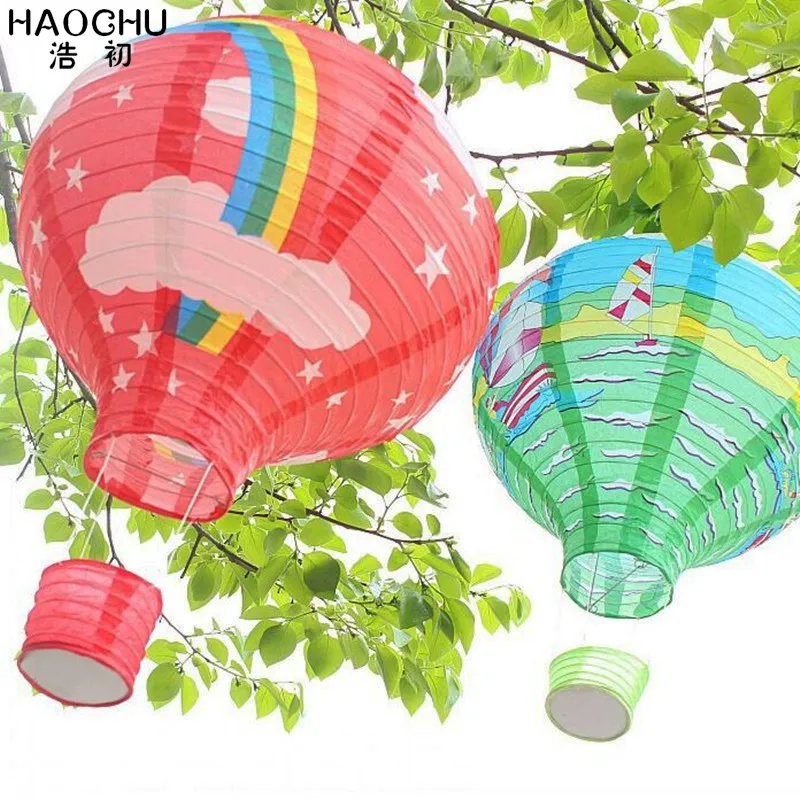 5 -stc grote lucht ballonpapier lantaarn regenboog hangende bal witte Chinese ing lantaarns bruiloft verjaardag feestje decor 220611