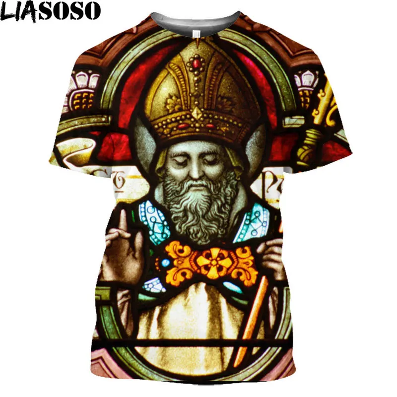LIASOSO Religione San Patrizio con trifoglio e arpa tradizionale Magliette 3D T-shirt moda Comodo abbigliamento da donna uomo 220622
