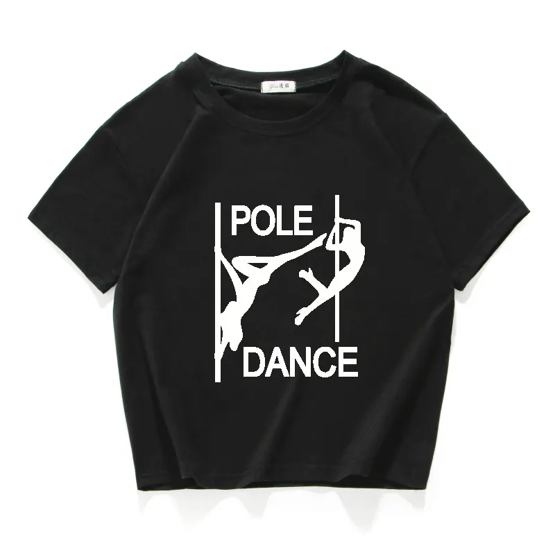 Pole Dance Gráfico Engraçado Mulheres Casuais Crop Top 100% Algodão Curto Camiseta Mulheres Camisetas Verano Mujer Roupas Harajuku 220321