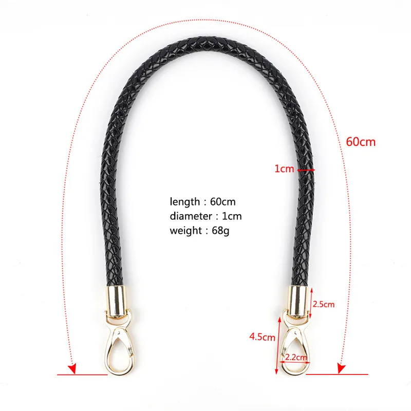 High Quality PU Leather Handbag Handles Handmade Alloy Metal Bag DIY Accessories Braided Rope Shoulder Strap KZ03 220426