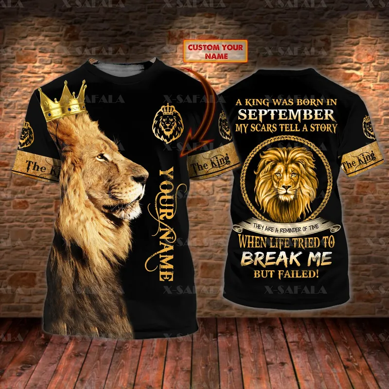 THE KING - Jésus et Lion Nom personnalisé T-shirt imprimé en 3D T-shirt de haute qualité Été Col rond Hommes Femme Casual Manches courtes Top-1 220619