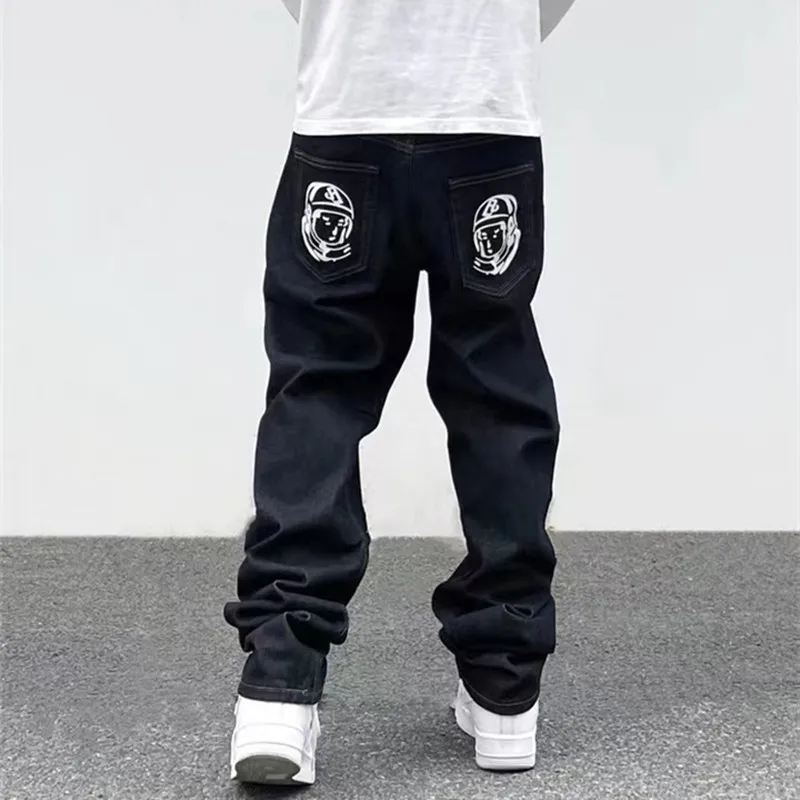 Ropa Dog Print Streetwear Herr Hip Hop Baggy Jeans Byxor Y2K Kläder Raka Lösa Goth Denim Byxor Pantalones Vaqueros 220720