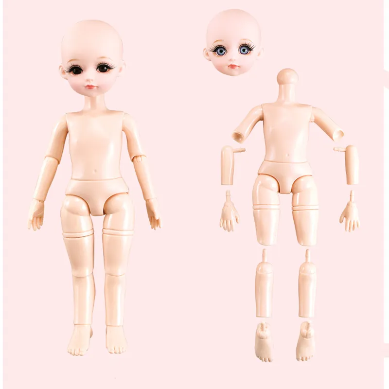 Zhaogogo 30 cm ojos azules BJD muñeca 18 articulados móviles DIY Bjd muñecas princesa juguetes BJD cara redonda pelo largo DIY juguete para regalo para niñas 220707