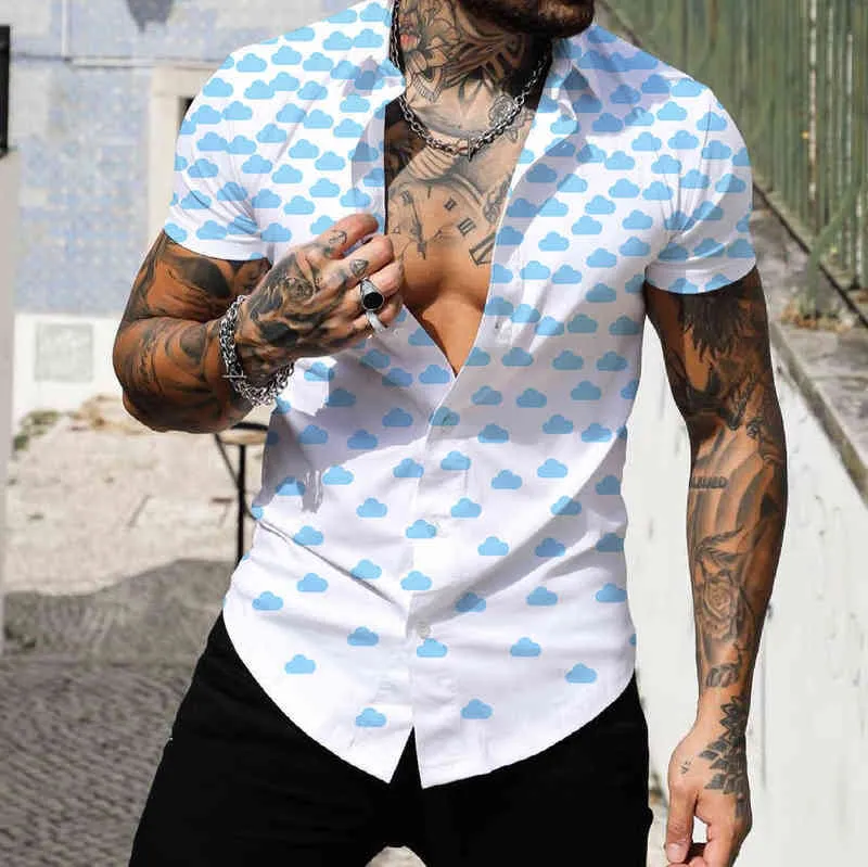 Summer Fashion 3D camicie da uomo oversize da uomo camicia da uomo a manica corta Coconut Tree Tops hawaian abbigliamento da uomo camiseta l220704